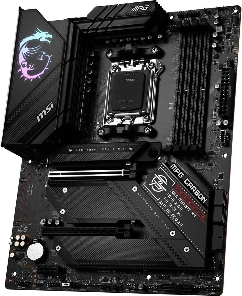MSI MPG B650 Carbon WiFi Gaming Motherboard (AMD AM5, ATX, DDR5, PCIe 4.0, M.2, SATA 6Gb/s, USB 3.2 Gen 2, HDMI/DP, Wi-Fi 6E, AMD Ryzen 7000 Series Desktop Processors) - Image 4